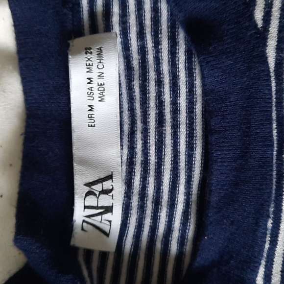 Womens med  Zara cotton T blue white srtipes - Picture 2 of 5